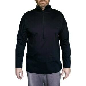 QUINN Qi mens long sleeve mock neck 1/2 zip shirt athletic tee navy blue Size M